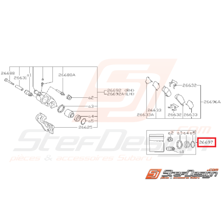 Kit réparation d'étriers arrière pour GT 92-98 et SVX 92-97