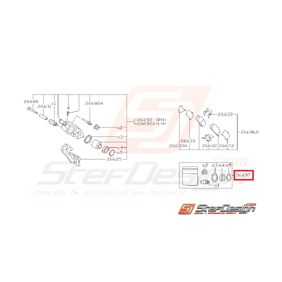 Kit réparation d'étriers arrière pour GT 92-98 et SVX 92-97 Kit réparation d'étriers arrière pour GT 92-98 et SVX 92-97