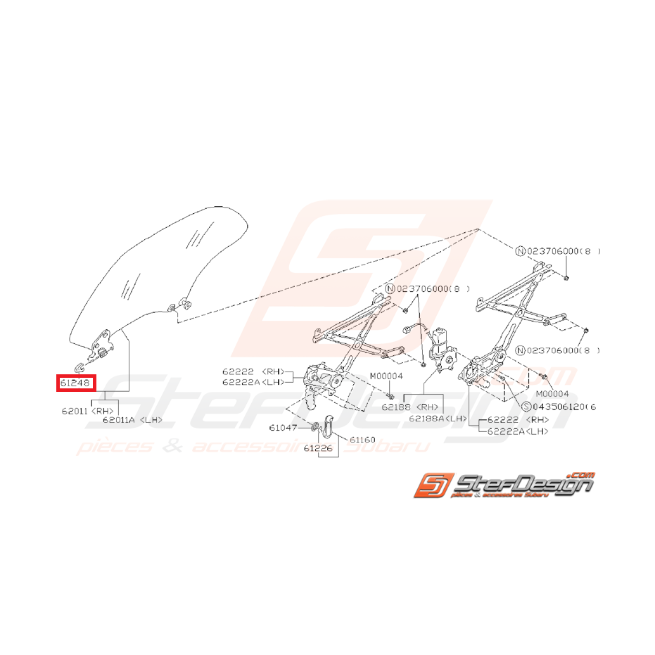 Glissière de vitre avant SUBARU GT 93-00