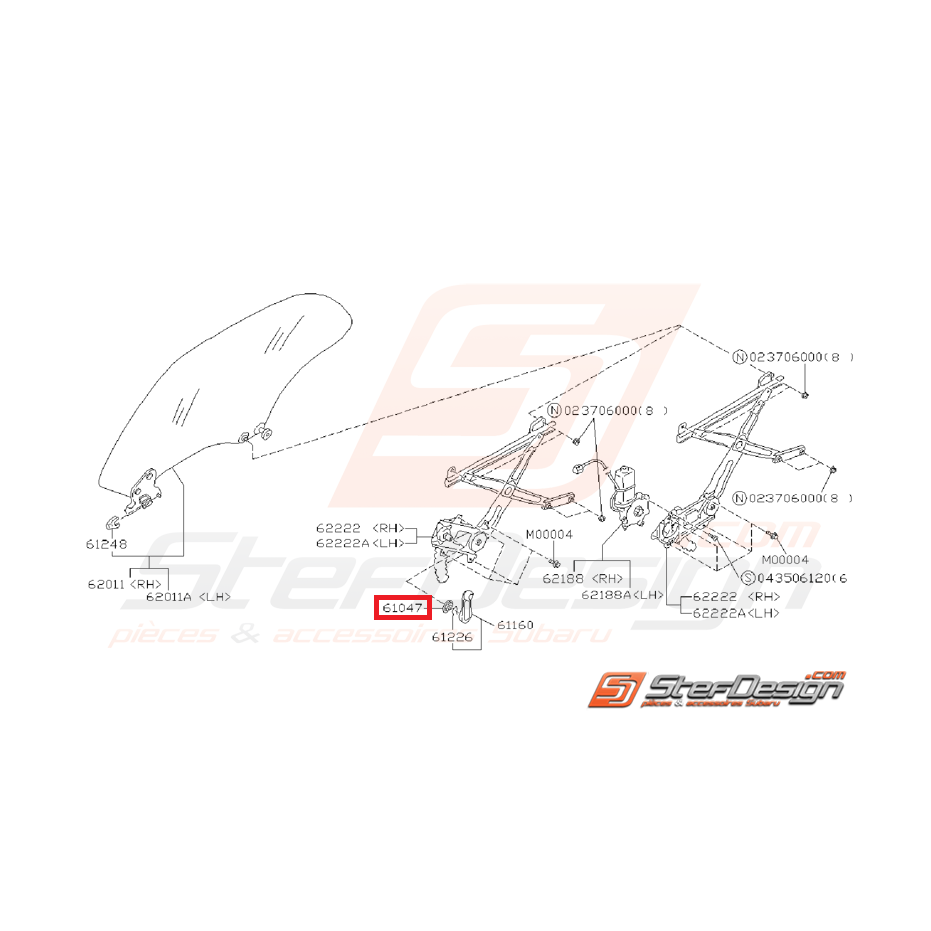 Rondelle plastique de poignée lèvre-vitre SUBARU GT 98-00