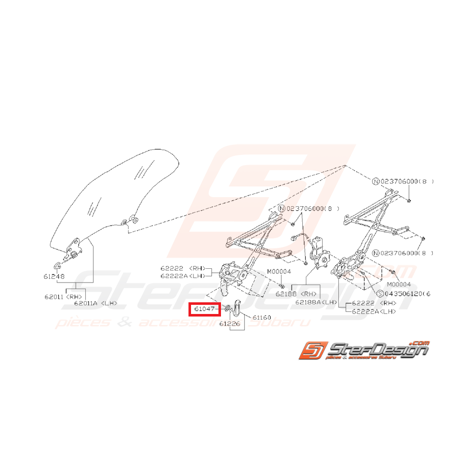 Rondelle plastique de poignée lève vitre SUBARU GT 93-97