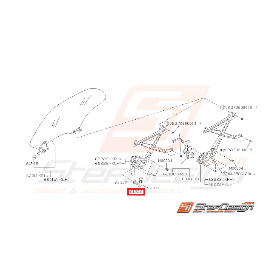 Retenue Mécanisme Lève-vitre Arrière Subaru GT 1993 - 2000
