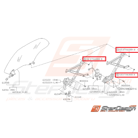 Écrou de fixation de mécanisme lève vitre SUBARU GT 93-00