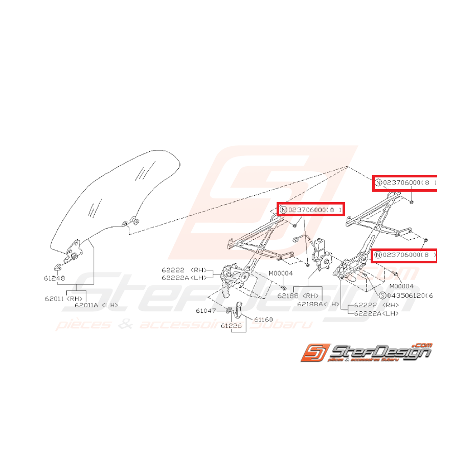 Écrou de fixation de mécanisme lève vitre SUBARU GT 93-00 Écrou de fixation de mécanisme lève vitre SUBARU GT 93-00