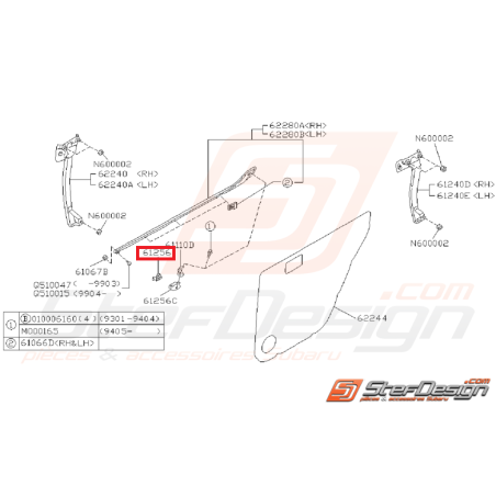 Patin de vitre SUBARU GT 93-00