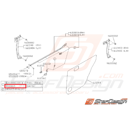 Vis fixation support lèche-vitre avant GT du 05/1994 à 2000