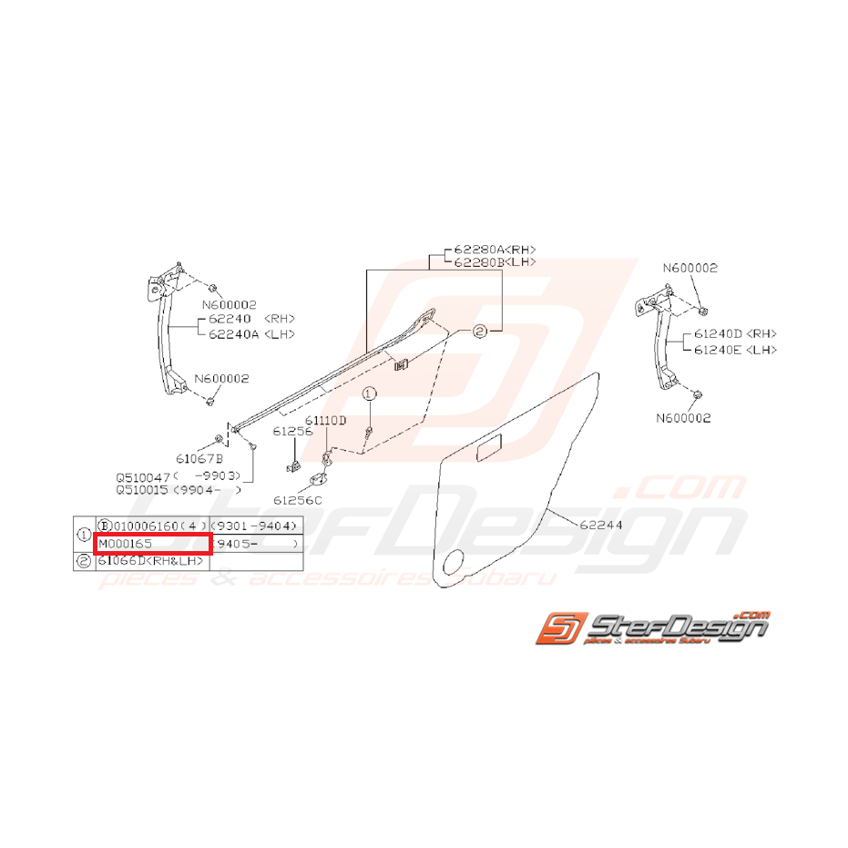 Vis fixation support lèche-vitre avant GT du 05/1994 à 2000 Vis fixation support lèche-vitre avant GT du 05/1994 à 2000