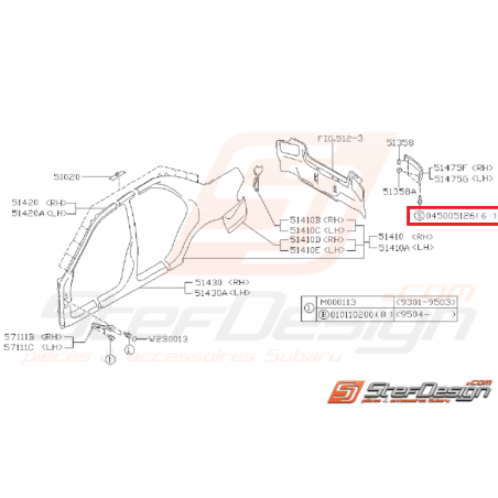 Vis de fixation d'extension d'aile SUBARU GT 93-00