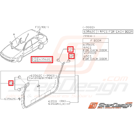 Clip de joint d'étanchéité SUBARU IMPREZA GT 97-00