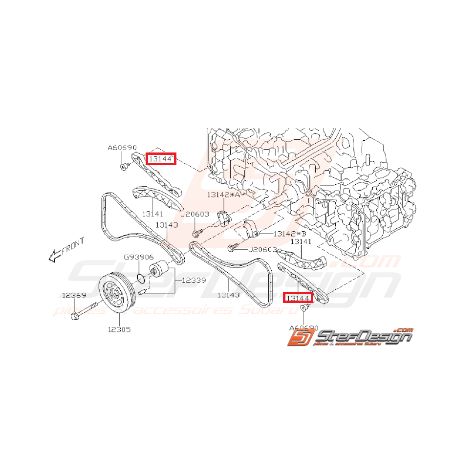 Levier tendeur de chaîne inférieur droit et supérieur gauche SUBARU BRZ / TOYOTA GT 86