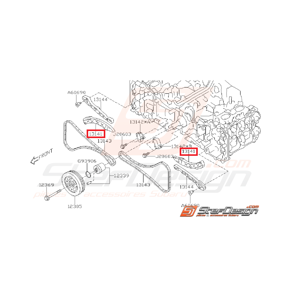 Levier tendeur de chaîne supérieur droit et inférieur gauche SUBARU BRZ / TOYOTA GT 86 