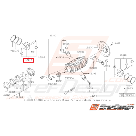 Piston droit côte origine SUBARU BRZ / TOTOYA GT 86