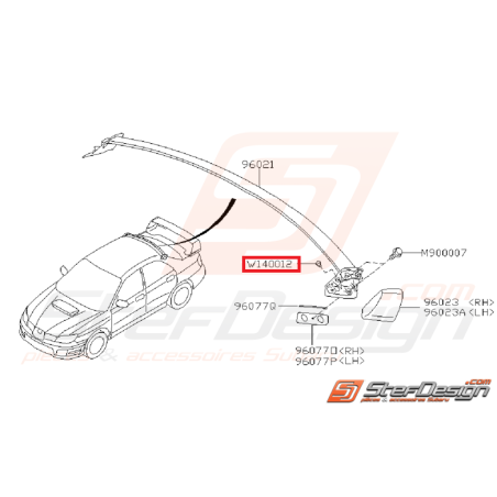 Agrafe de becquet de toit pour STI 2006-2007