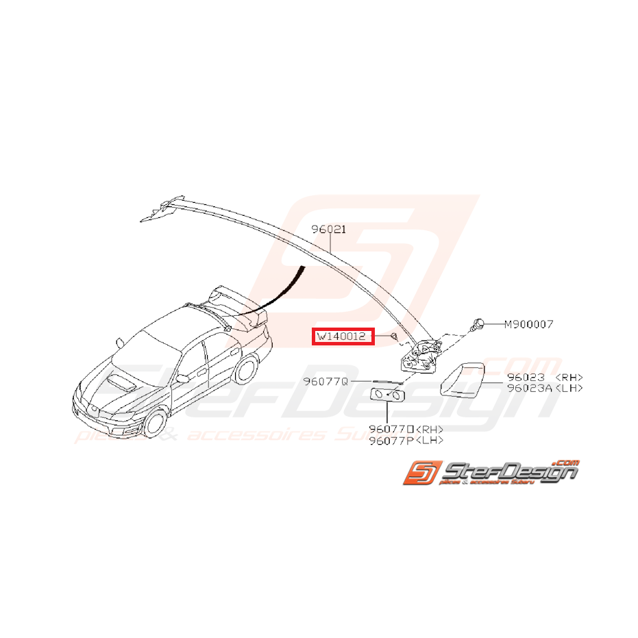 Agrafe de becquet de toit pour STI 2006-2007