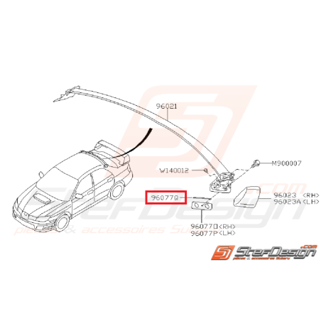 Joint d'étanchéité latérale de becquet de toit SUBARU STI 06-07