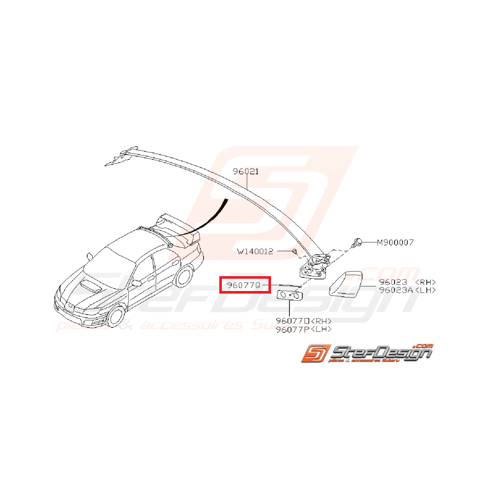 Joint d'étanchéité latérale de becquet de toit SUBARU STI 06-07