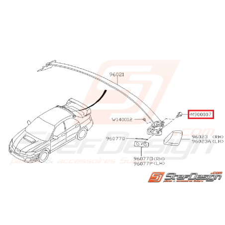 Vis de becquet de toit SUBARU STI 06-07