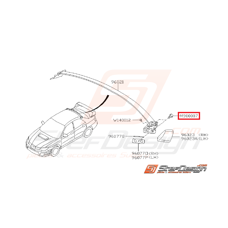 Vis de becquet de toit SUBARU STI 06-07