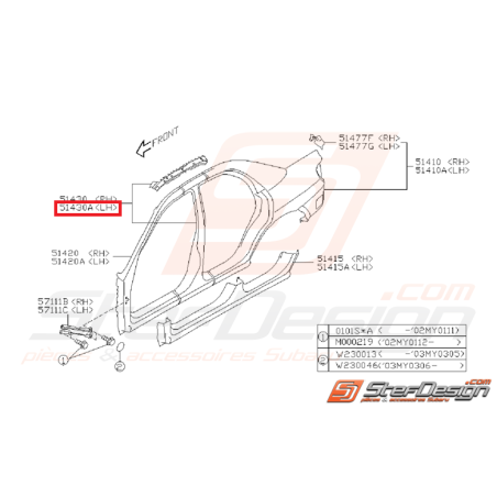 Montant central WRX/STI 01-07