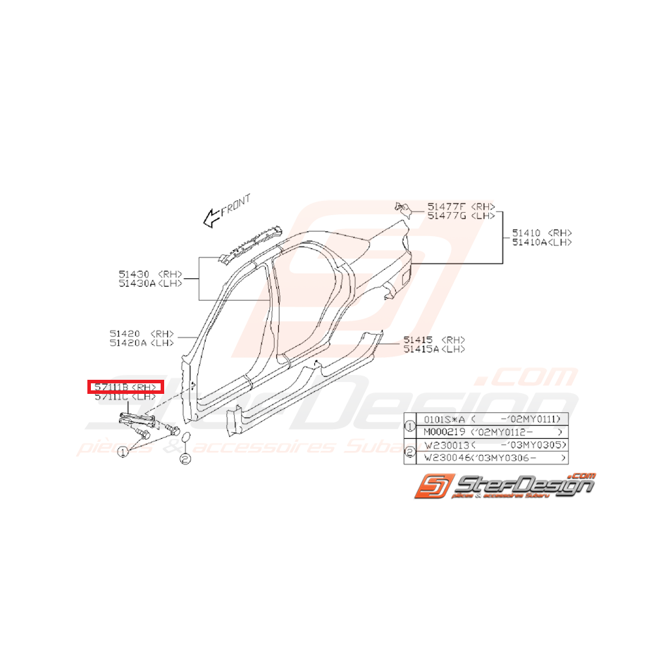 Support avant côté auvent GT 93-00 WRX/STI 01-07 Support avant côté auvent GT 93-00 WRX/STI 01-07