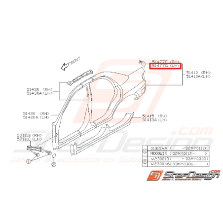 Tôle aile arrière STI 01-07