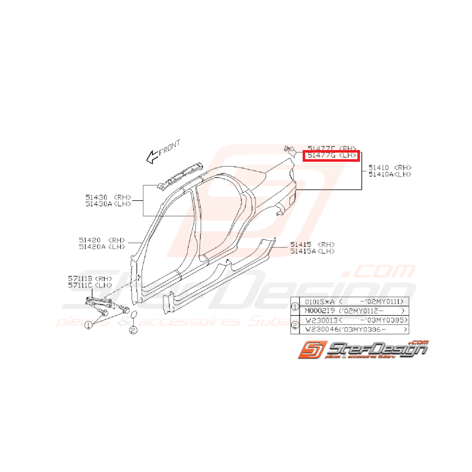 Tôle aile arrière STI 01-07 Tôle aile arrière STI 01-07