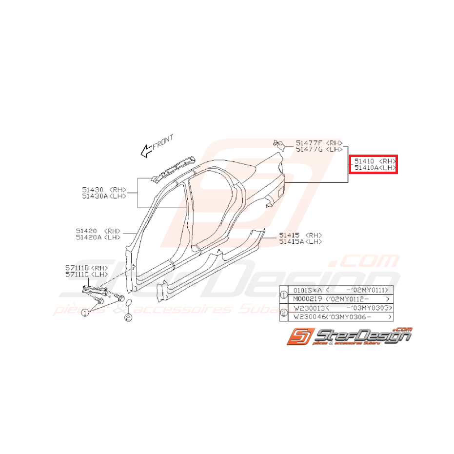 Aile arrière origine SUBARU WRX 01-07 STI 01-04