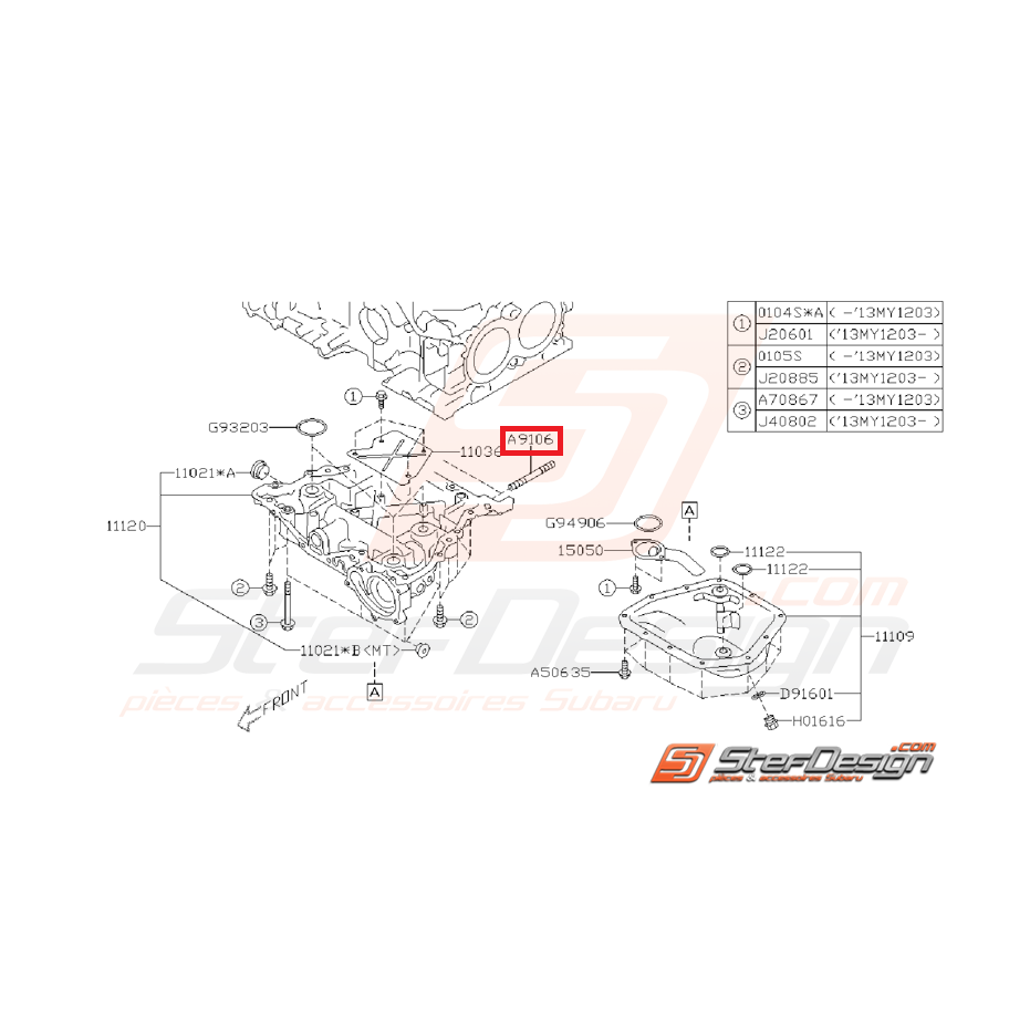 Goujon de carter d'huile SUBARU BRZ / TOYOTA GT 86