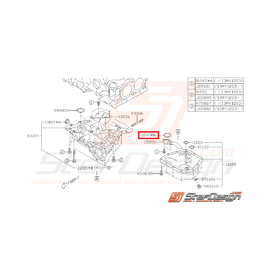 Joint de crépine d'huile SUBARU BRZ / TOYOTA GT 86