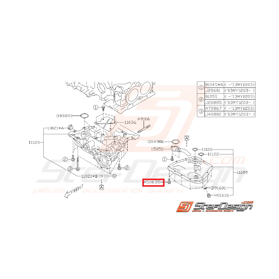 Vis + rondelle de fixation de tôle anti-déjaugeage SUBARU WRX/STI 01-07 et BRZ / TOYOTA GT 86