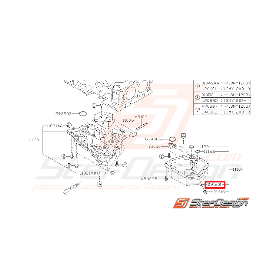 Joint de vidange subaru BRZ-TOYOTA GT86