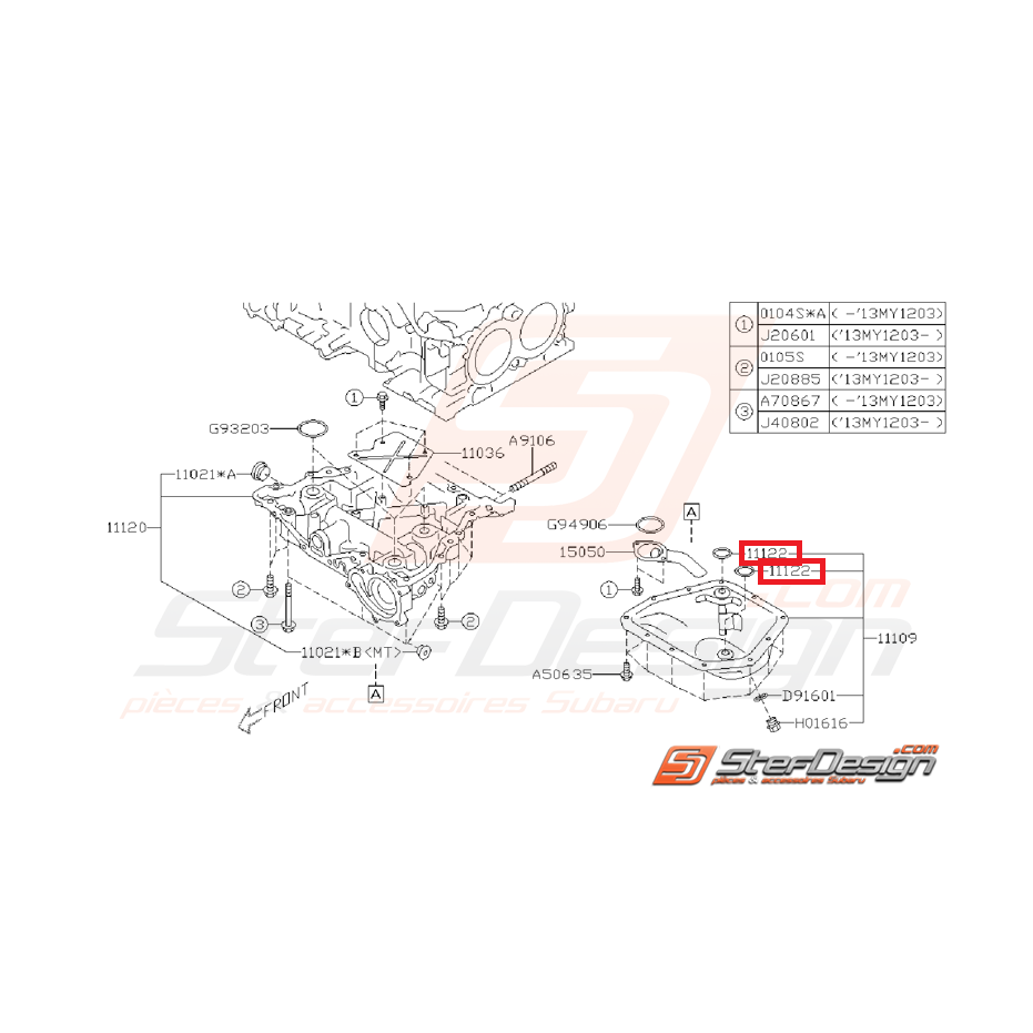 Joint de carter d'huile SUBARU BRZ / TOYOTA GT 86 Joint de carter d'huile SUBARU BRZ / TOYOTA GT 86