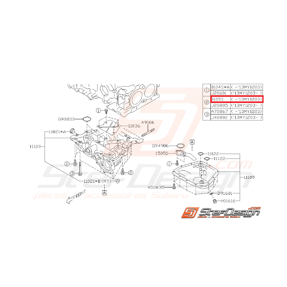 Vis de fixation de carter de distribution et d'huile SUBARU BRZ / TOYOTA GT 86 Vis de fixation de carter de distribution et d'huile SUBARU BRZ / TOYOTA GT 86