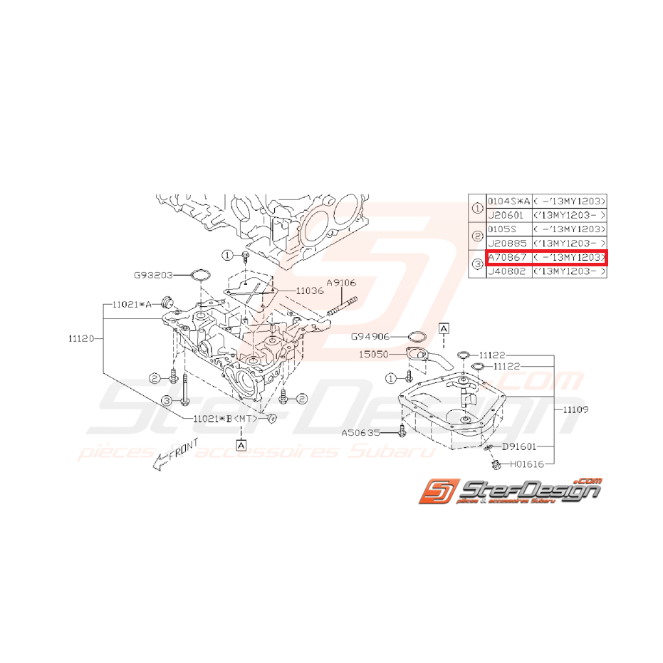 Vis de carter d'huile SUBARU BRZ / TOYOTA GT 86
