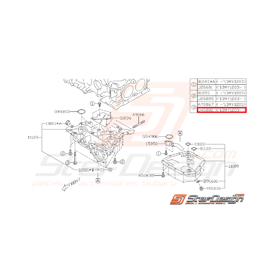 Vis de fixation de carter d'huile SUBARU BRZ 12/03/13 / TOYOTA GT 86