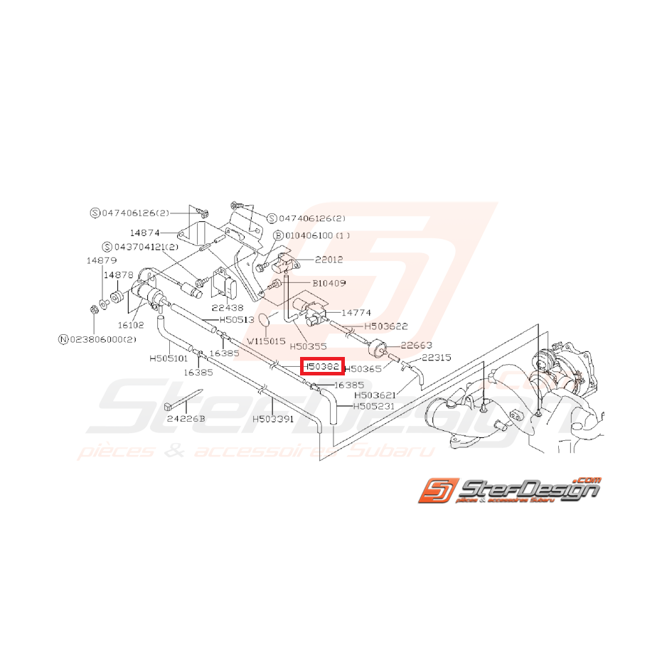 Durite intermédiaire solénoïde origine GT 97-00 WRX/STI 01-02