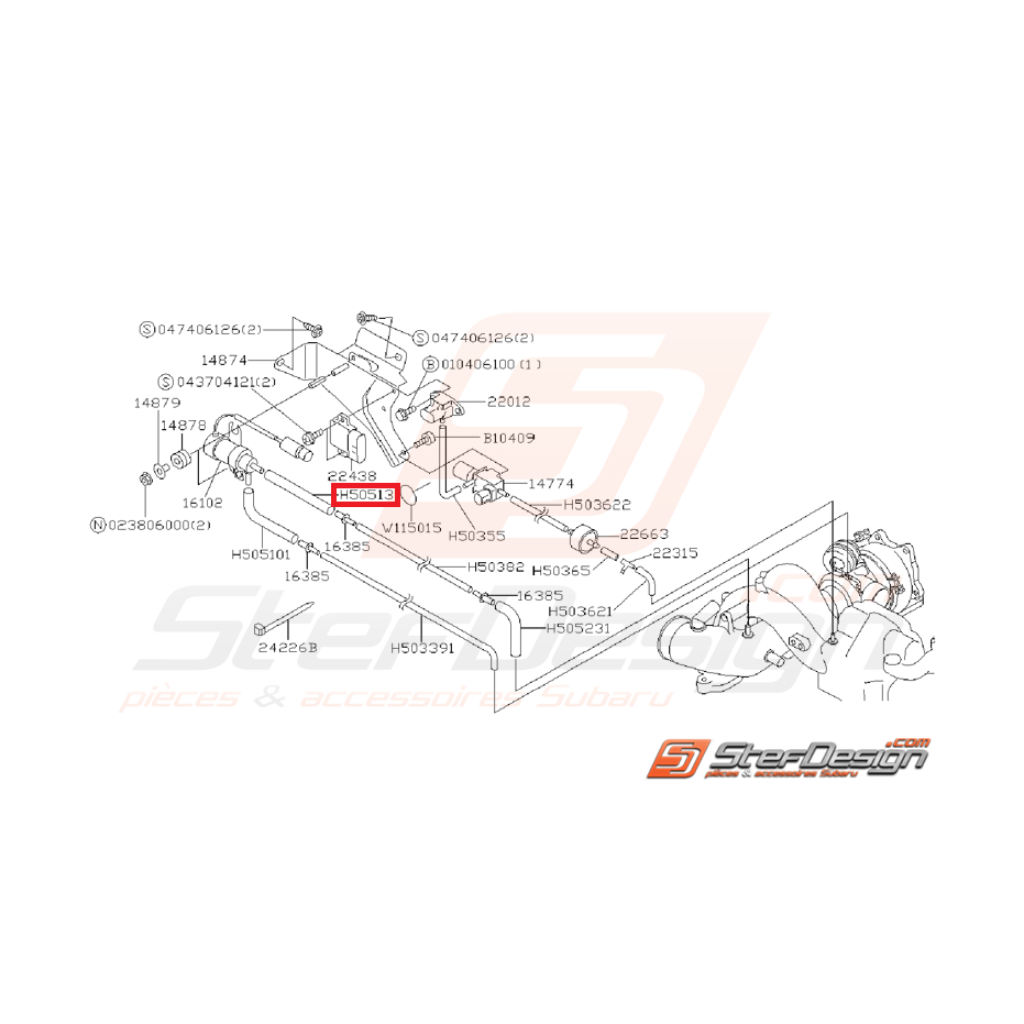 Durite supérieur solénoïde GT 97-00 WRX/STI 01-02
