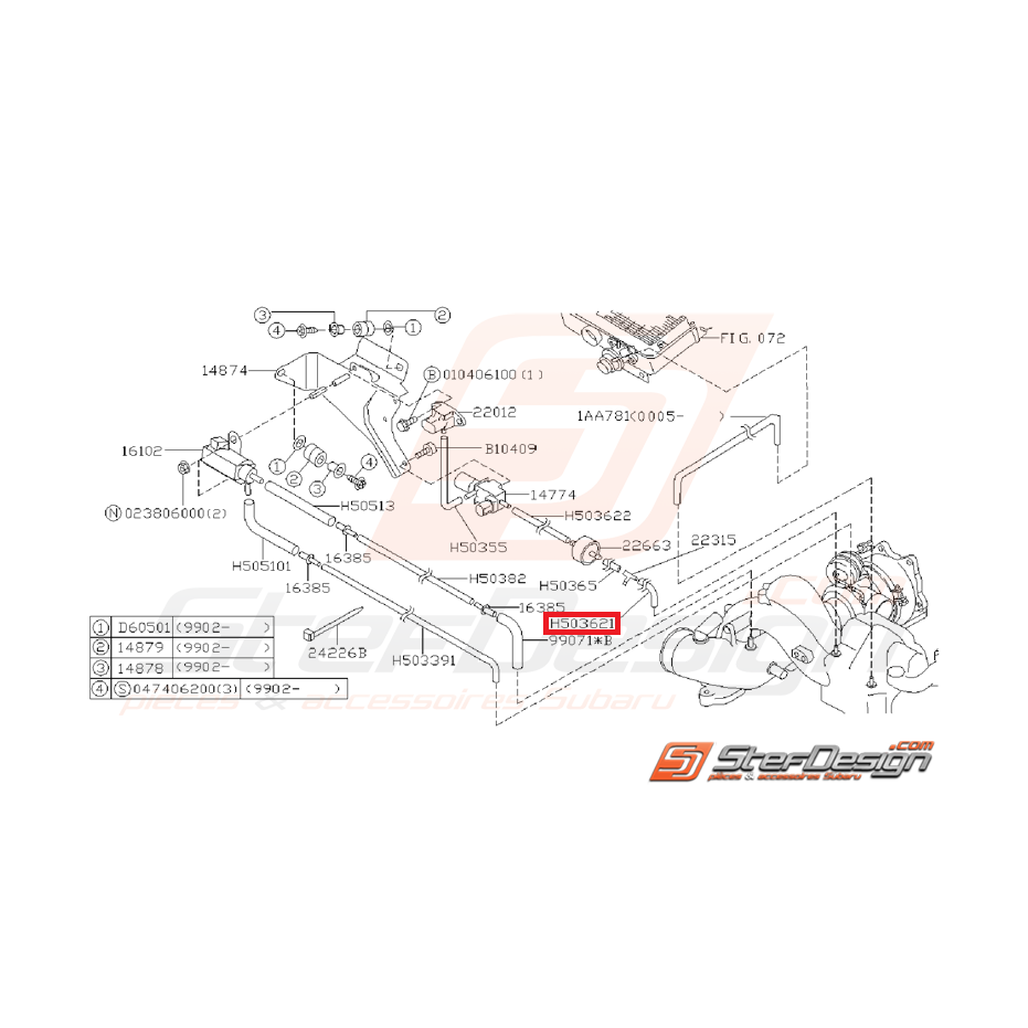 Durite de capteur SUBARU IMPREZA GT 99-00