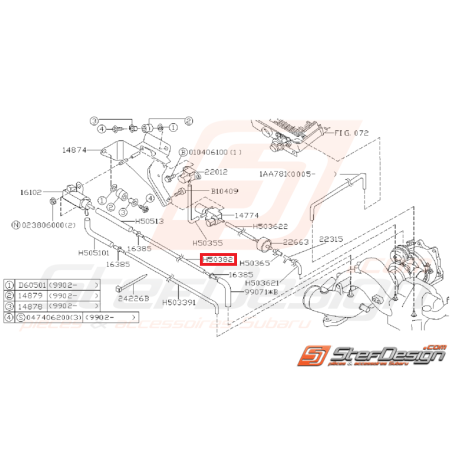 Durite intermédiaire solénoïde origine GT 97-00 WRX/STI 01-02