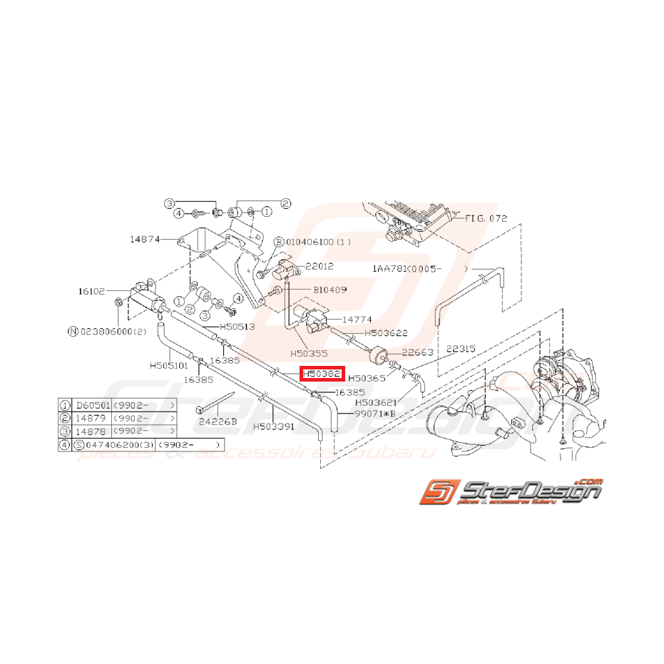 Durite intermédiaire solénoïde origine GT 97-00 WRX/STI 01-02