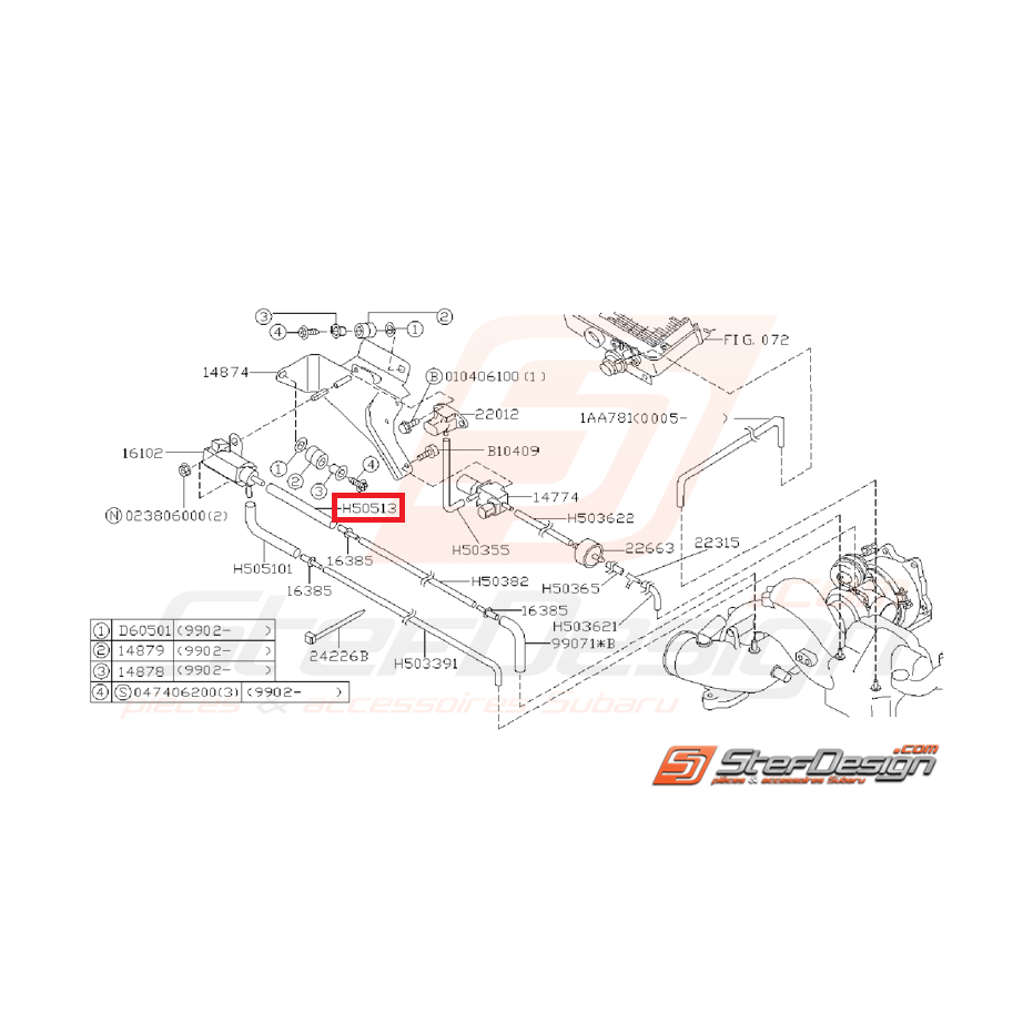 Durite supérieur solénoïde GT 97-00 WRX/STI 01-02