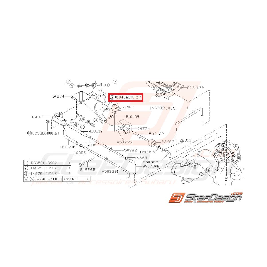 Vis de fixation de capteur map SUBARU GT 97-00