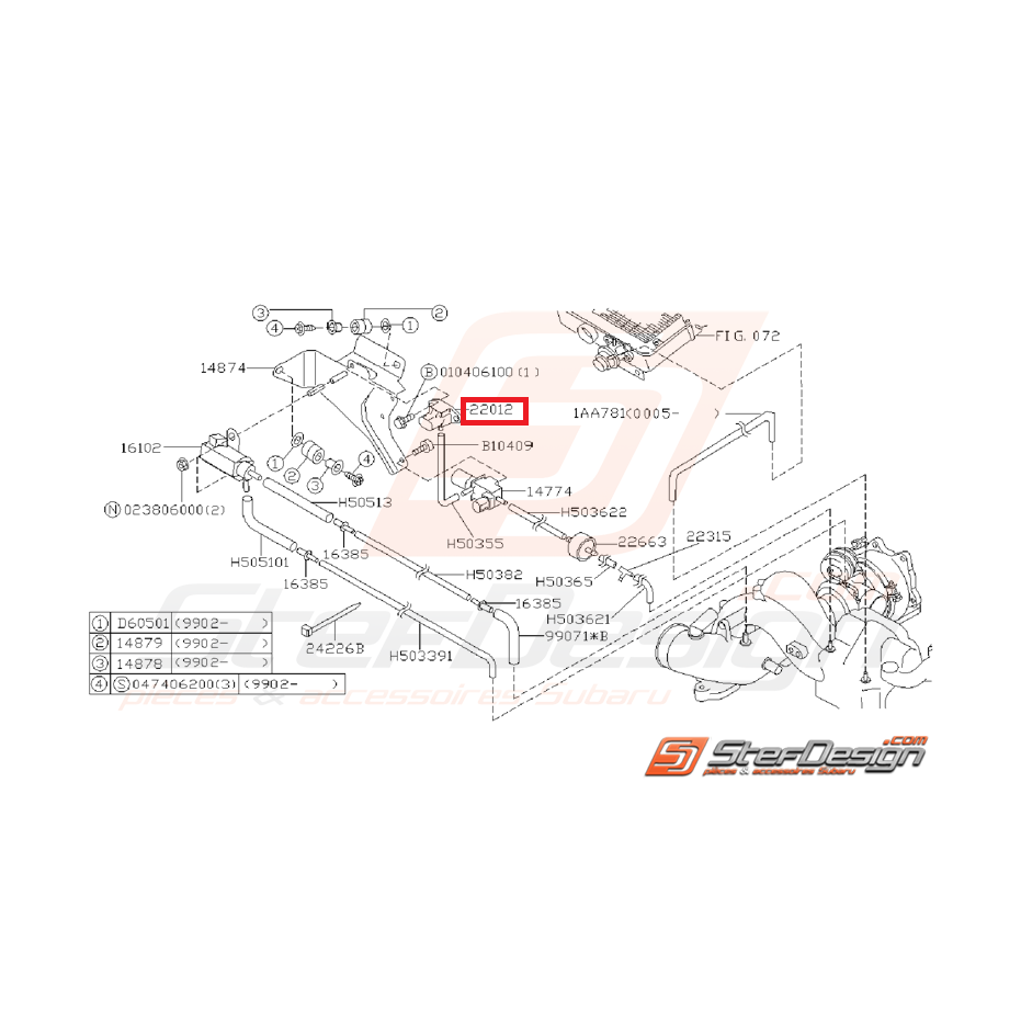 Capteur de pression subaru GT 97-00