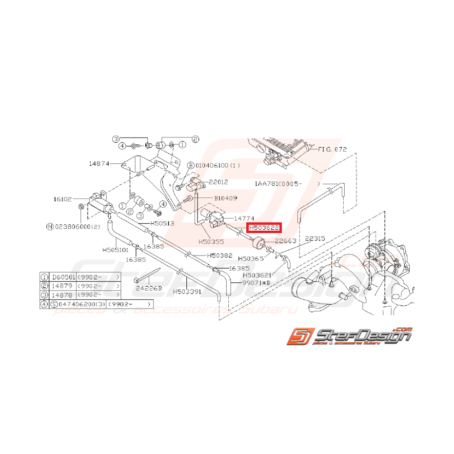 Durite de capteur Subaru GT 97-00
