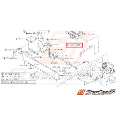 Durite de dump valve/collecteur d'admission SUBARU GT 99-00