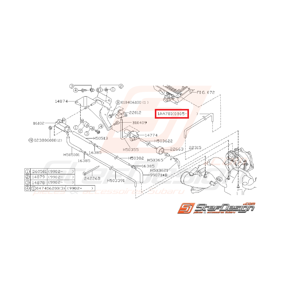 Durite de dump valve/collecteur d'admission SUBARU GT 99-00 Durite de dump valve/collecteur d'admission SUBARU GT 99-00