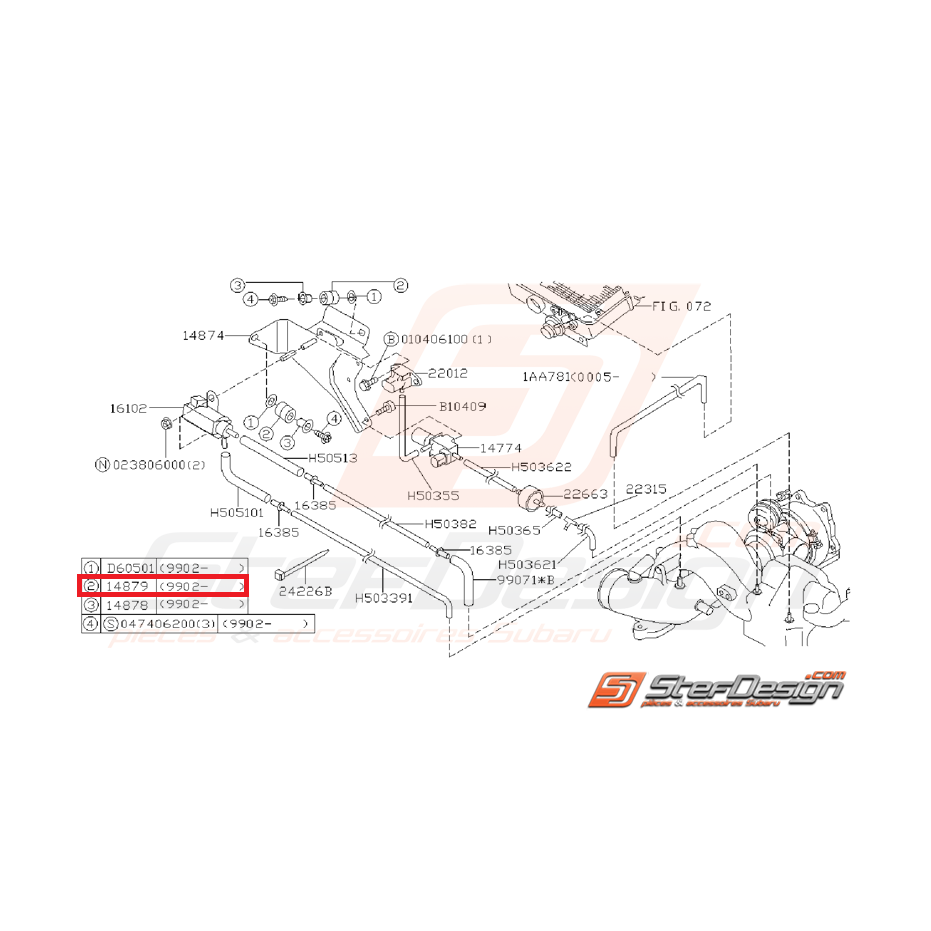 Manchon de fixation de solénoïde SUBARU GT 99-00 WRX/STI 01-02