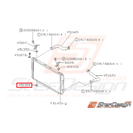 Silent bloc de radiateur d'eau inférieur GT 93-00