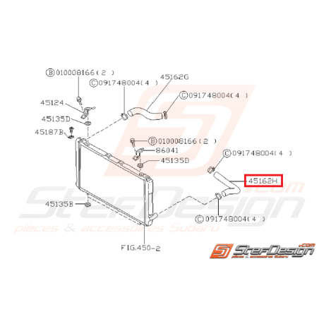 Durite radiateur d'eau inférieure pour impreza GT 93-00