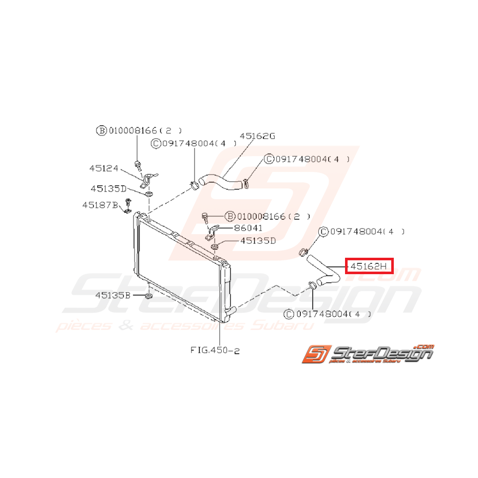 Durite radiateur d'eau inférieure pour impreza GT 93-00 Durite radiateur d'eau inférieure pour impreza GT 93-00
